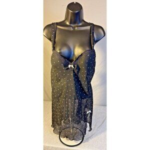 Apt 9 Intimates Womens Sexy Lingerie Nightie Short Black White Polka Dot XL